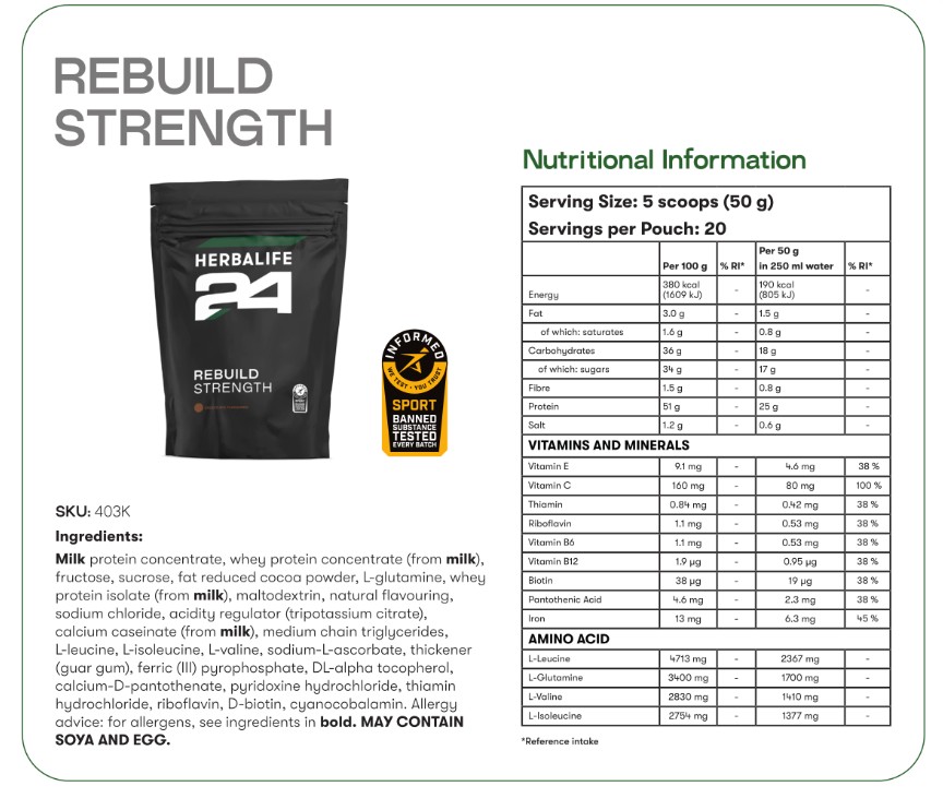 Herbalife 24 Rebuild Strength Chocolate 1000 g – Herba-Nutrition